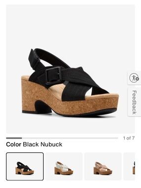 Clarks Nerisa West Wedge Sandal Black Size 8 - Never worn outside the house!